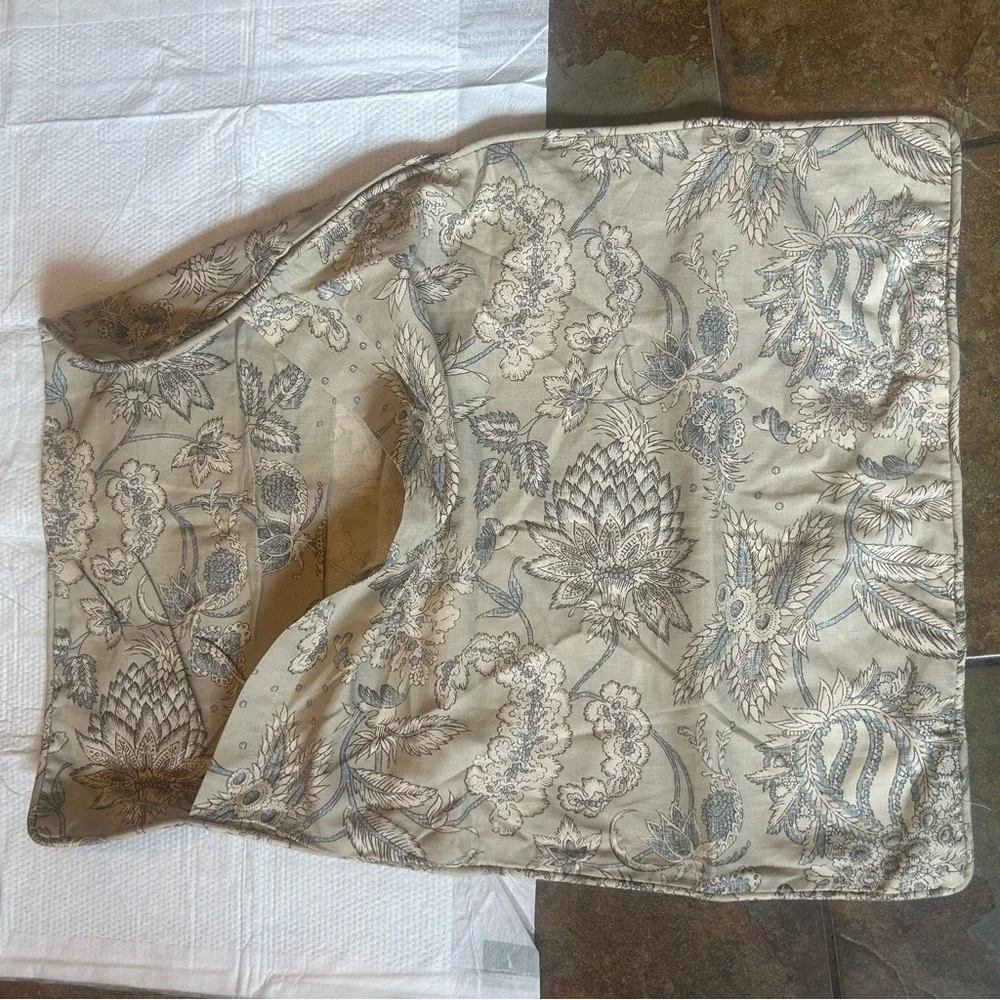Pottery Barn Floral Pillow Shams Set 2 Cotton Linen Standard French Country